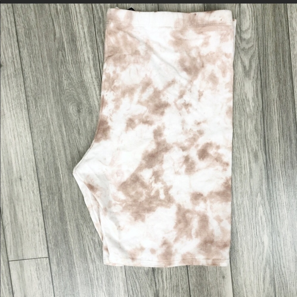 Tan Tie Dyed Pastel Biker Shorts